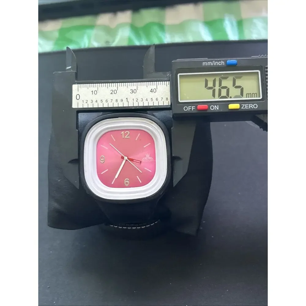 Reyes Co Pink Dial Black Band Quartz Watch
